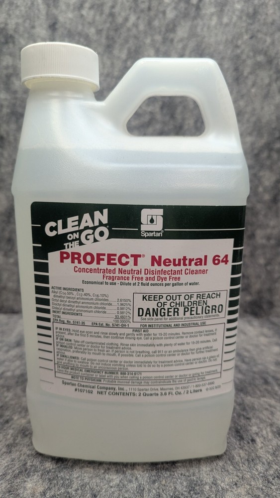 NEW Spartan Profect Neutral 64 Concentrated Disinfectant Cleaner Fragrance Free