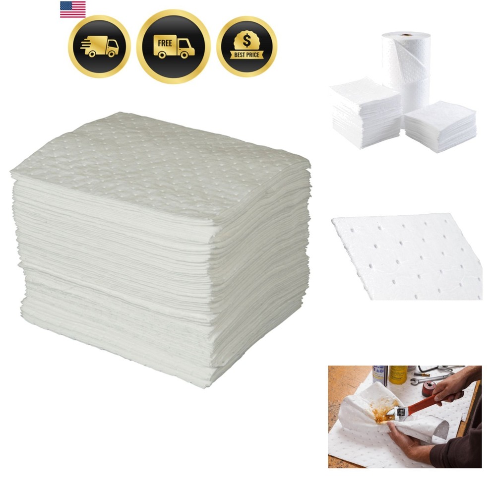 SPC 15″ x 17″ Heavy Weight Economical Oil Only Absorbent Pads – 100 ct