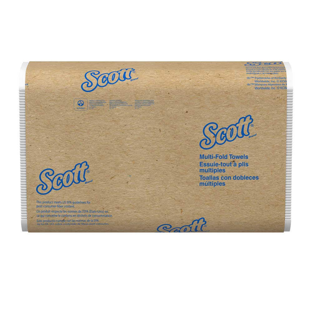Scott Multi-Fold Towels, 250 White Towels/Clip, 16 Clips/Case, 8×9.4 In.