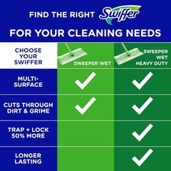 Swiffer Sweep + Mop, Wet Pads Refill, Floor Cleaner for Dirt, Dust, Hair