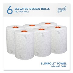 Scott 47035 8″ x 580′ 1-Ply Slimroll Towels – Orange Core/White (6/CT) New