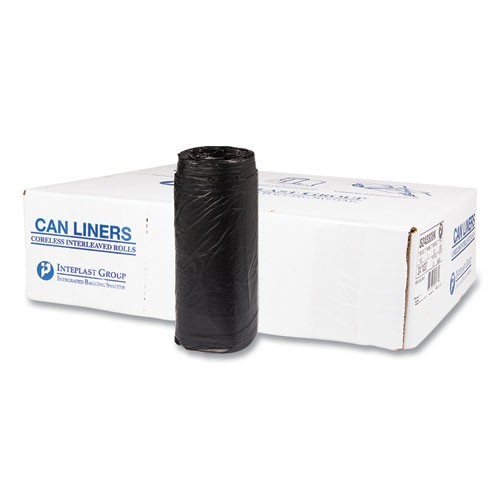 Inteplast Group Can Liners, 16 gal, 8 mic, 24×33″, Black, 50/Roll, 20 Rolls/CT