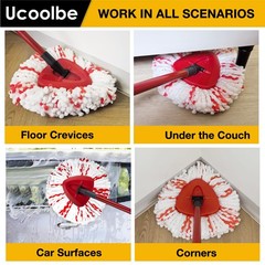 Ucoolbe Upgraded mop Refill for O Cedar, 3 Pack Spin 3 Pack, White & Red