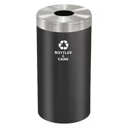Glaro B-1542Bk-Sa-B&C 23 Gal Round Recycling Bin, Open Top, Satin Black/Satin
