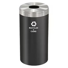Glaro B-1542Bk-Sa-B&C 23 Gal Round Recycling Bin, Open Top, Satin Black/Satin
