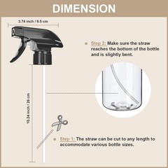 6 Pack Spray Bottle Nozzle Replacement, Universal Tops, White & Black