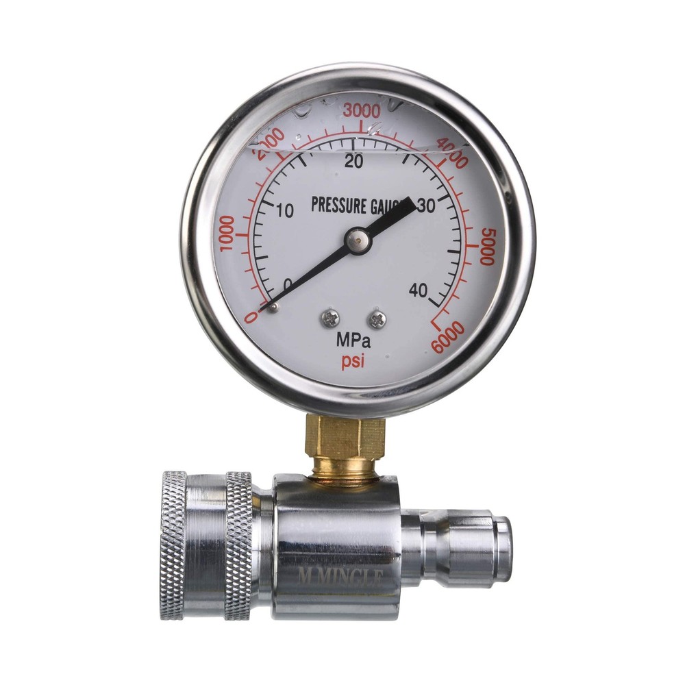 6000 PSI Pressure Washer Gauge Kit 3/8 Inch Quick Connect Measuring Tool