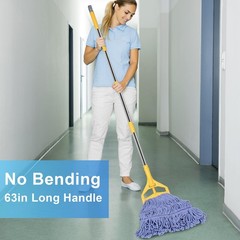 HiBaby Commercial Mop with Extra Yellow Handle + 2 Blue Heads, Head