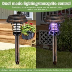 Qualirey 4 Pcs Solar Bug Zapper Waterproof Outdoor Mosquito Zapper Killer And