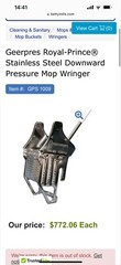 Geerpres Royal Prince Stainless Steel Cleanroom Downward Pressure Mop Wringer