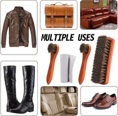 4-Piece Horsehair Shoe Brush Shine Kit, Shoe Polish Kit, Leather Shoes Boot