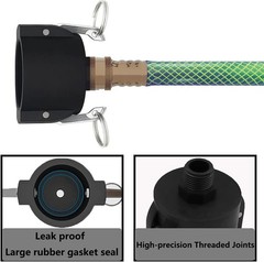 275 330 Gallon IBC Tote Tank Drain Adapter Fittings 2″ Cam Lock x Black
