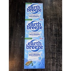 Lot of 3 Earth Breeze Laundry Detergent Fresh Scent 30 Sheets or 60 Loads Each