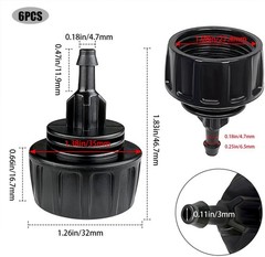 6 Pack Drip Irrigation Hose Connectors, 1/4 Inch inch, Black