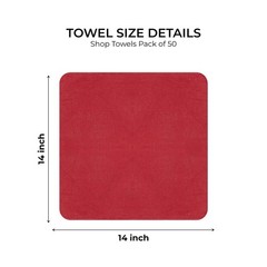 Shop Towels Polycotton Cleaning Cloth 50 Pack – Red Reusable Kitchen Towels C…