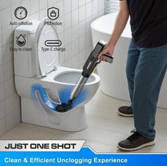 ‌Electric Toilet Plunger for Bathroom, High-Pressure Heavey Duty Clog Remover