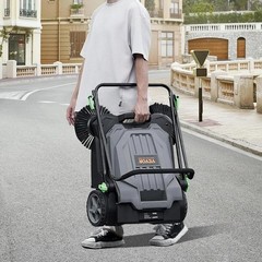 Walk-Behind Hand Push Floor Sweeper with 25.6″ Sweeping Width | Non-Electric,…