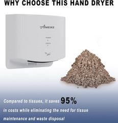 Automatic Commercial Hand Dryer, 110V 1300W High Speed Wall Mounted Hand Dryer f