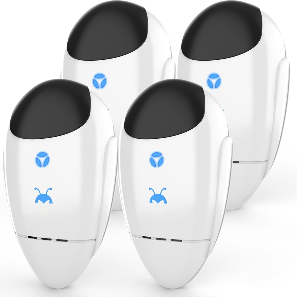 2026 Upgraded Ultrasonic Repeller & Insect Indoor 1 Count (Pack of 4), White