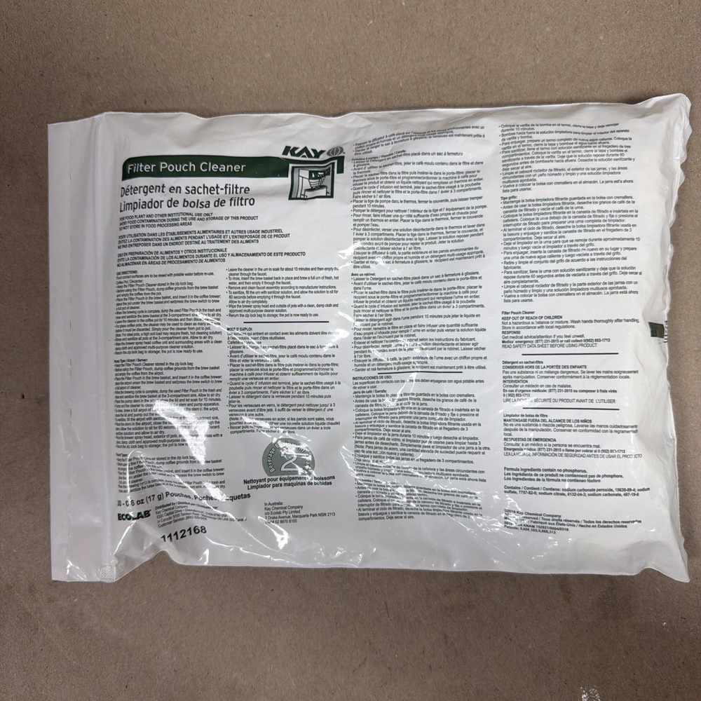 Kay 06961-025 Ecolab 1112168 coffee Filter Pouch Cleaner Case of 120 each