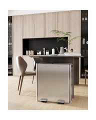 GarveeHome 60L/16 Gal Dual Compartment Trash Can, Stainless Steel Kitchen Gar…