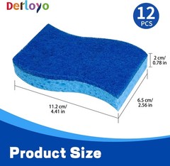 12 Count Non-Scratch Dish Sponges Kitchen, Long Lasting Cleaning Sponges for
