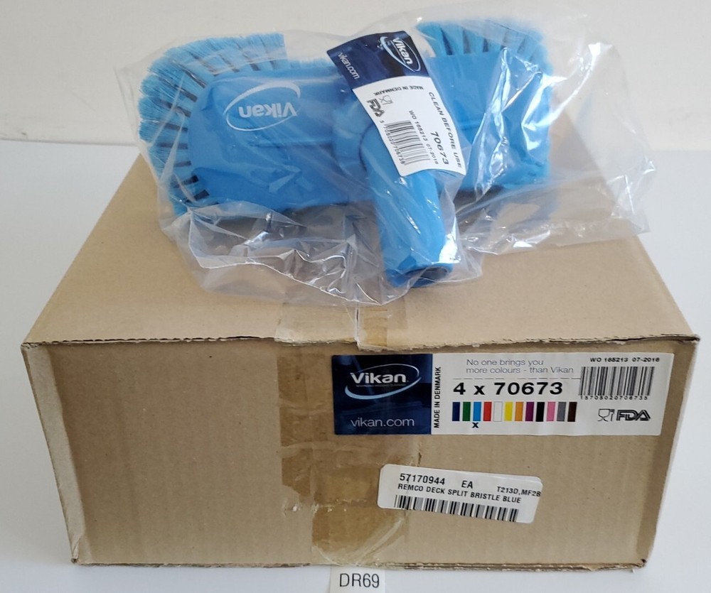 *NEW* BOX OF 4 Vikan 70673 Remco Blue Scrub Brush Split Bristle + Warranty!
