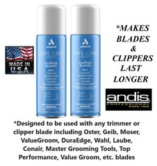 2-ANDIS 5in1 CLIPPER BLADE COOL CARE PLUS SPRAY Cleaner,Lube*Also for Wahl,Oster