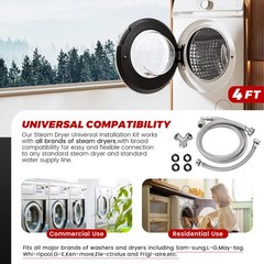 4Ft Steam Dryer Hose Kit by Puxyblue Includes Braided Stainless Silver