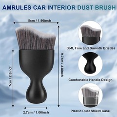 2-Piece Car Interior Detailing Brush Set with Soft Bristles f Color: Dark Gray