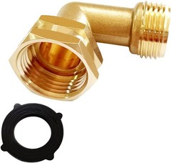 Brass 3/4″ GHT Threaded 90°Elbow Swivel Garden Hose Connector 90°, Hex 90°