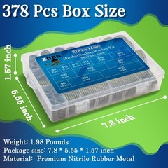 ZDBB 12 Sizes 378 Pcs Bonded Sealing Washer Kit,Automotive Self-Centred Black
