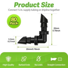 RedChili Drip Irrigation Universal 1/4″ Barbed Elbow Elbow-80P, Black