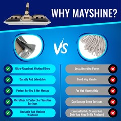 MAYSHINE Microfiber Hardwood Floor Wet and Dry Dust Mop w/ 5 15 Inch, Brown