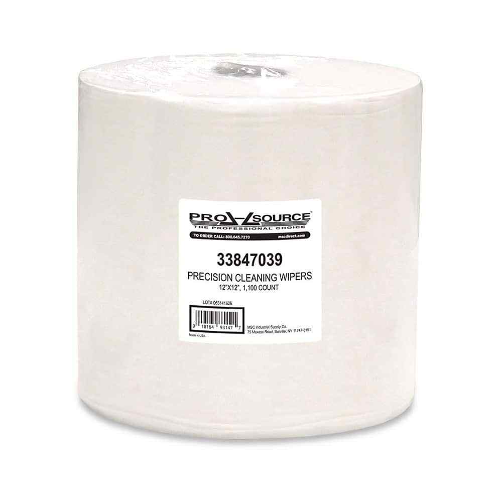 PRO SOURCE 93147 Industrial Wipes: Dry, Jumbo Roll, 12 x 12″ Sheet, White