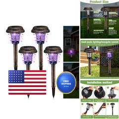 Qualirey 4 Pcs Solar Bug Zapper Waterproof Outdoor Mosquito Zapper Killer And