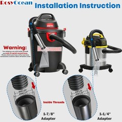 RosyOcean Shop Vac Extractor Small, Two Adapters With Inside Threads