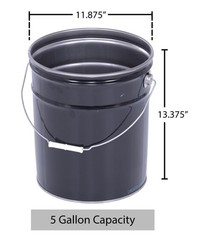 Vestil PAIL-STL-RI Steel Open Head Pail with Handle, 5 gallon One Size, Black