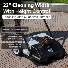 Battery Powered Artificial Grass and Hard Surface Sweeper with 22 In. Wide Clean