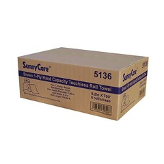8.2” Brown 1-Ply Paper Hand Capacity Touchiess Roll Towel 8.2″x700′ 6 rolls/cs