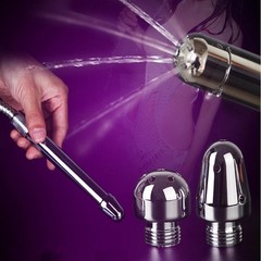 Bathroom Handheld 3 Heads Aluminum Enema Shower 1 Count (Pack of 1), Silver