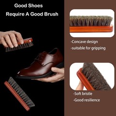 shoe care kit horsehair brush,long-handled round brush,white & black
