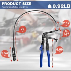 Flexible Hose Clamp Plier 27 Inch Spring Clamp Removal Automotive Tool Kit NEW