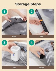Rechargeable Wireless Pump Travel Storage Bags Set, Portable Space Saver Bags