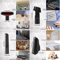 Replacement Vacuum Attachments & Brushes plus Universal Adapter 11PCS, Black