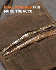 BS-VOG Waxed Canvas Tobacco Pouch for 2 Pipes, Smoking Small, Brown