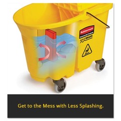 Rubbermaid WaveBrake 35 Qt Yellow Mop Bucket with Down Press Wringer