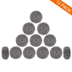 ovwo 12Pack Upgraded Steel Wool Scrubbers – 12 Count (Pack of 1), Silver