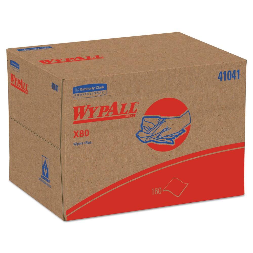 WypAll X80 Cloths, BRAG Box, HYDROKNIT, Blue, 12 1/2 x 16 4/5, 160 Wipers/Carton