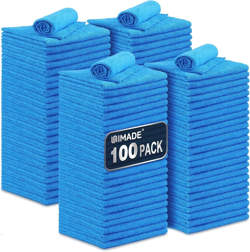UNIMADE Shop Towels, 100 Pack Commercial Grade Work Rags Microfiber Towels for C